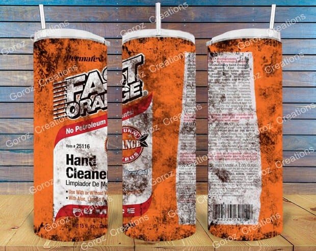 Fast Orange Hand Cleaner Tumbler, 20oz Skinny, Mechanic Gift