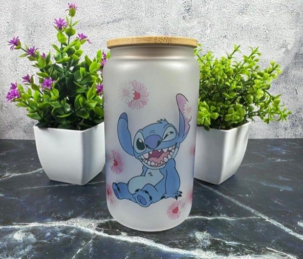 Alien Theme Park Glass Can, 16oz Cartoon Coffee Cup