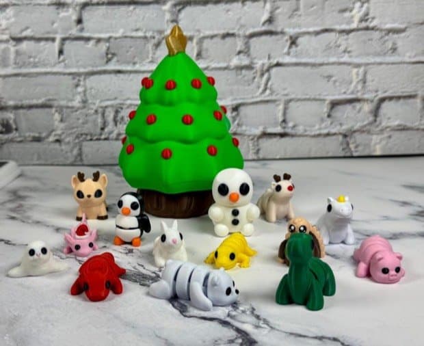 3D Printed Articulating Animal Fidget Toys, Christmas Tree Pack