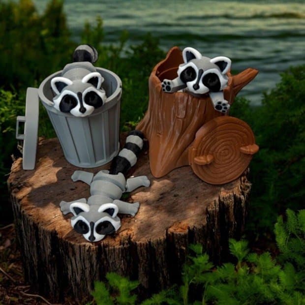 3D Printed Articulating Raccoon โ Poseable Fidget Toy, Desk Buddy
