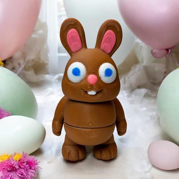 3D Printed Easter Chocolate Bunny, Articulating Fidget Toy