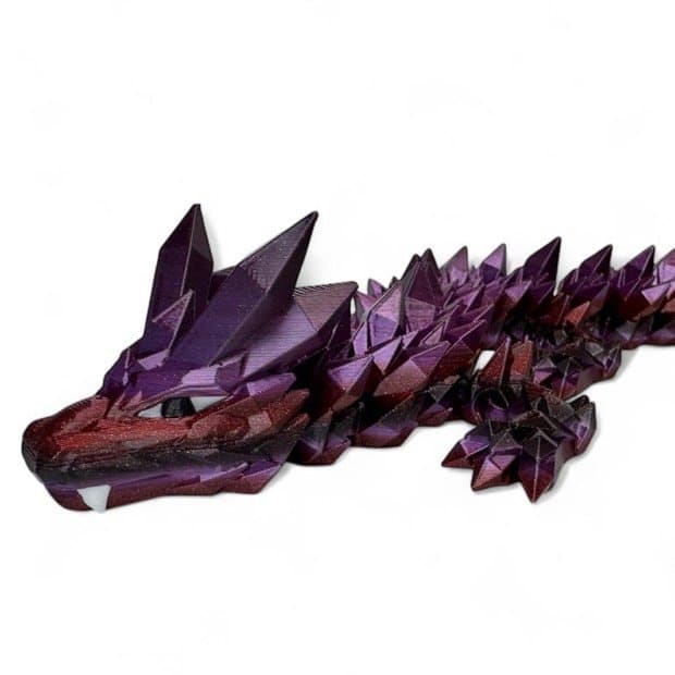 Crystal Dragon Figurine: 3D Printed, Articulated, Glitter PLA