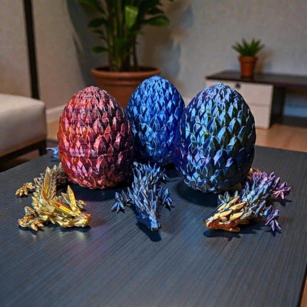 Mystery Dragon Egg Surprise with Articulating Dragon Fidget Toy Inside 3D Printed Blind Box Dragon Fantasy Collectible Gift