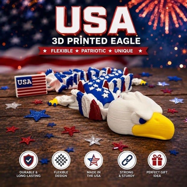 Articulated Eagle Dragon Toy: Flexible Patriotic USA Desk Decor (17 Inch)